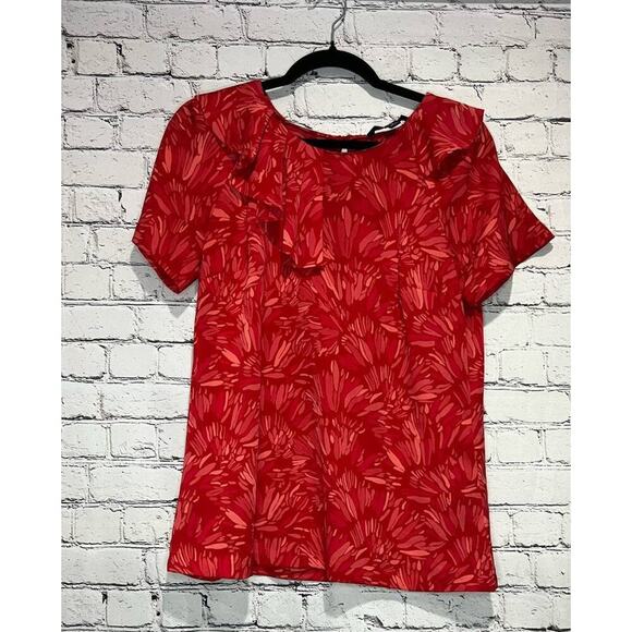 Banana Republic Women's Floral Short Sleeve Ruffle Blouse - Picture 1 of 8